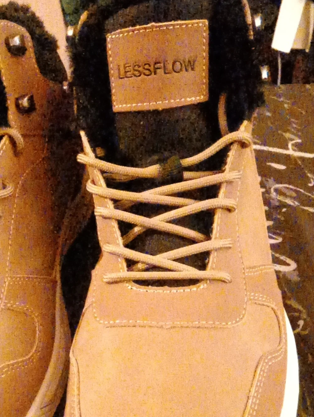 Men’s Tan Lace-Up Winter Boots with Faux Fur Collar